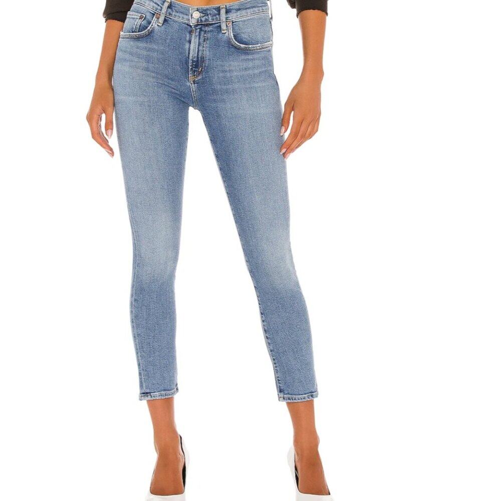 Agolde Toni Mid Rise Slim Straight Leg Jeans Light Wash Size 26